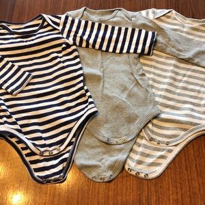 Lot of 3 Primary 9-12 mo Long Sleeve Bodysuits